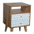 Honeycomb Carved Bedside Table with Open Slot-Kulani Home