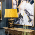 Honeycomb Table Lamp with Mustard Velvet Shade-Kulani Home