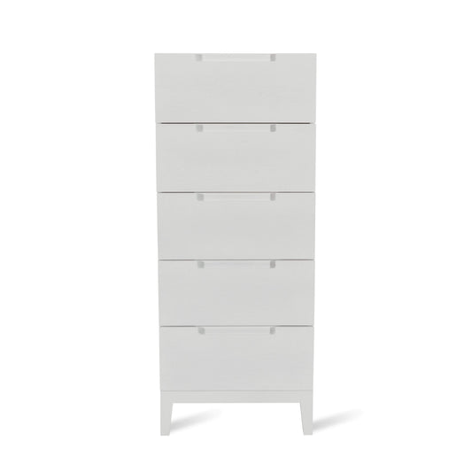 Ivory 5-Drawer Tallboy Chest - Crafted with MDF and 0.6mm Veneer, featuring Soft-Close Runners-Kulani Home