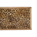 Leopard Print Oak-Ish Wall-Mounted Bedside with Storage Drawers-Kulani Home