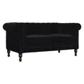 Luxurious Black Cotton Velvet Chesterfield Sofa-Kulani Home