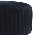 Luxurious Black Cotton Velvet Pleated Footstool with Gold Base-Kulani Home