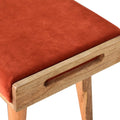 Luxurious Brick Red Velvet Tray Style Footstool with Nordic-Style Legs-Kulani Home