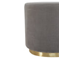 Luxurious Grey Velvet Footstool with Elegant Gold Base-Kulani Home