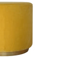 Luxurious Mustard Velvet Footstool with Gold Brass Base-Kulani Home
