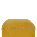 Luxurious Mustard Velvet Studded Footstool-Kulani Home