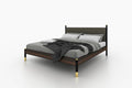 Luxury Ebony Kingsize Bed with Grey Upholstered Headboard and Brass Capped Feet-Kulani Home