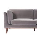 Luxury Grey Velvet Mickey 3-Seat Sofa with Walnut Legs-Kulani Home