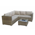 Luxury Outdoor Corner Sofa Set with Built-In Ice Bucket - Mixed Brown-Kulani Home