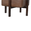Luxury Walnut Finish Brown Leather Footstool with Solid Wood Legs-Kulani Home