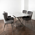Marble Glass Rectangle Dining Table with 6 Chairs-Kulani Home