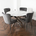 Marble Glass Round Dining Table with 4 Chairs-Kulani Home