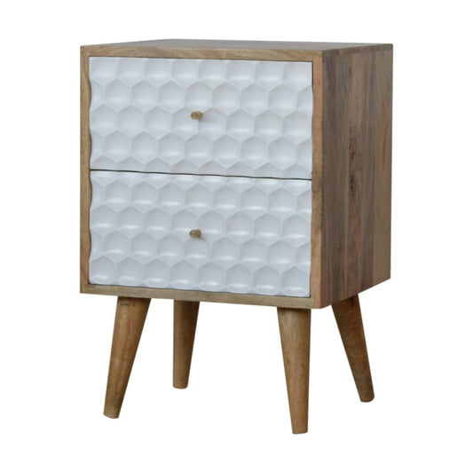 Modern Honeycomb Carved Bedside Table with 2 Drawers-Kulani Home