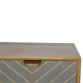Modern Oak-ish Solid Wood Bedside Table with Cement Drawer and Brass Inlay-Kulani Home