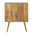 Modern Oak-ish Solid Wood Bedside Table with Cement Drawer and Brass Inlay-Kulani Home
