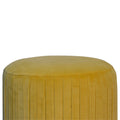 Mustard Cotton Velvet Pleated Footstool with Gold Base-Kulani Home
