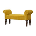 Mustard Yellow Velvet Upholstered Bench - Elegant Seating Solution for Every Room-Kulani Home