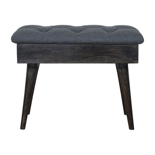 Nordic Charcoal Tweed Storage Bench with Button Design-Kulani Home