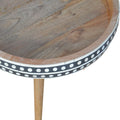 Nordic Elegance: Handcrafted Mango Wood End Table with Exquisite Bone Inlay Design-Kulani Home