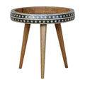 Nordic Elegance: Solid Wood End Table with Exquisite Bone Inlay Pattern-Kulani Home