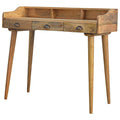 Nordic Oak Writing Desk with Storage Drawers and Gallery Back-Kulani Home
