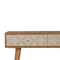 Nordic White Console Table: Handcrafted Solid Wood with Chic Ribbed Design-Kulani Home