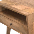 Oak-Finish Solid Wood Bedside Table with Storage-Kulani Home