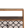 Oak-Ish 2-Drawer Bedside Table with Patterned Screen Printed Drawer Fronts-Kulani Home