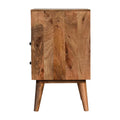 Oak-Ish 2-Drawer Bedside Table with Patterned Screen Printed Drawer Fronts-Kulani Home