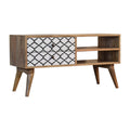 Oak-ish 2-Drawer Media Unit with Patterned Screen Printed Fronts-Kulani Home