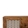 Oak-Ish Mango Wood Sideboard with Screen Printed Door and Nordic-Style Legs-Kulani Home
