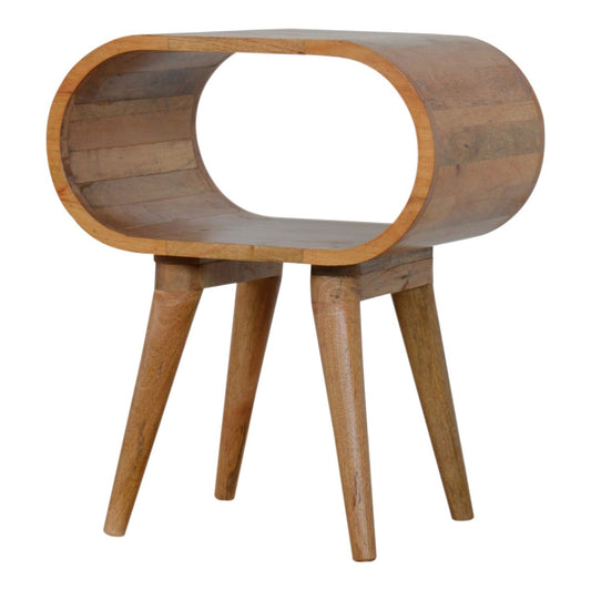 Oak-ish Round Bedside Table - Exquisite Solid Mango Wood Design-Kulani Home