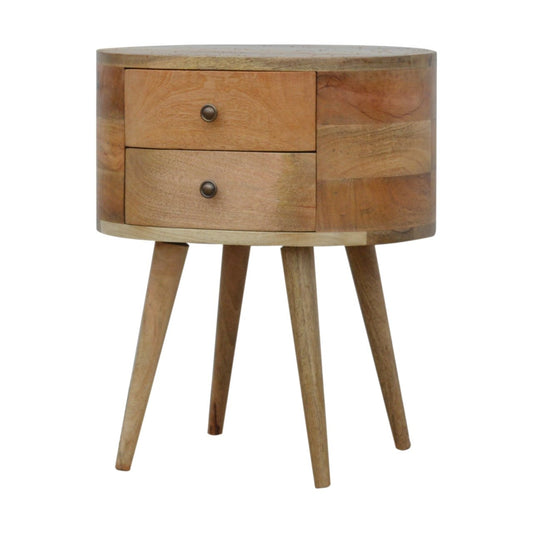 Oak-Ish Rounded Bedside Table: A Stylish Addition to Your Bedroom-Kulani Home