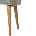 Oak-ish Solid Mango Wood Bedside with Grey Cement Drawer and Golden Brass Inlay-Kulani Home