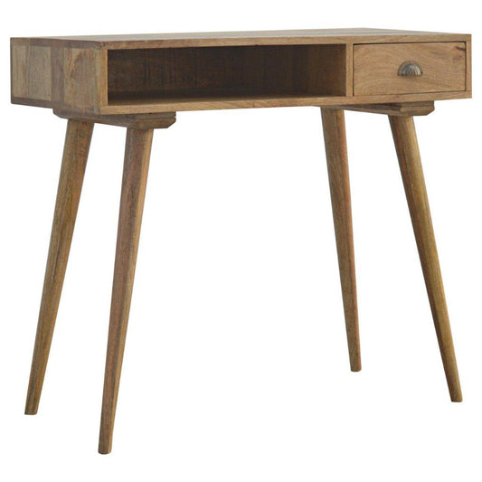 Oak-ish Solid Wood Writing Desk with Ample Storage-Kulani Home