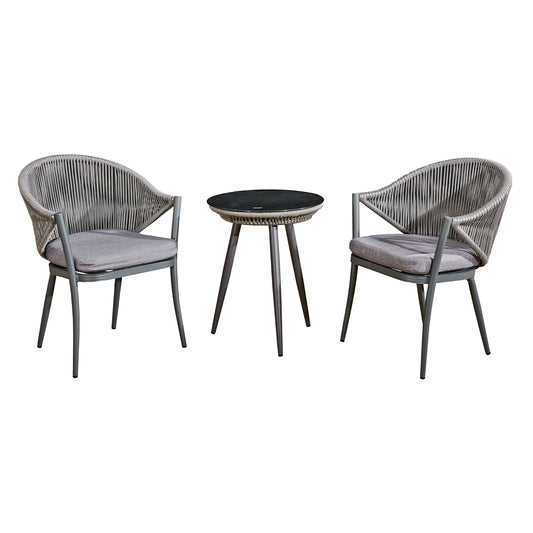 Oseasons Elegant Grey Rattan & Aluminium 2 Seat Tea for Two Set-Kulani Home