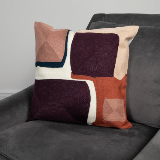 Purple Abstract Boho Cushion - Feather Filled-Kulani Home
