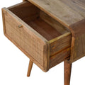 Rattan Oak-Ish Mini Bedside Table-Kulani Home