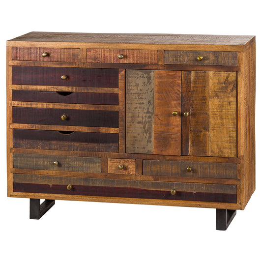 Reclaimed Wood Industrial Chest with Brass Accents-Kulani Home