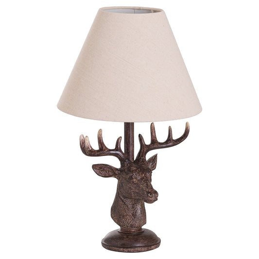 Rustic Antler Illuminator: A Timeless Table Lamp with Linen Shade-Kulani Home
