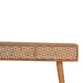 Sarina Oak-Ish Solid Mango Wood Console Table with Nordic Legs and Resin Inlay Drawers-Kulani Home