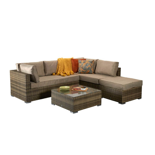 Serenity Corner Sofa in Natural Brown Weave - Outdoor Seating Solution-Kulani Home
