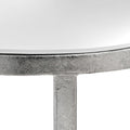 Silver Crossed Detail Mirrored Half Moon Side Table-Kulani Home