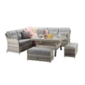 Silver Grey Wicker Corner Dining Set with Benches-Kulani Home