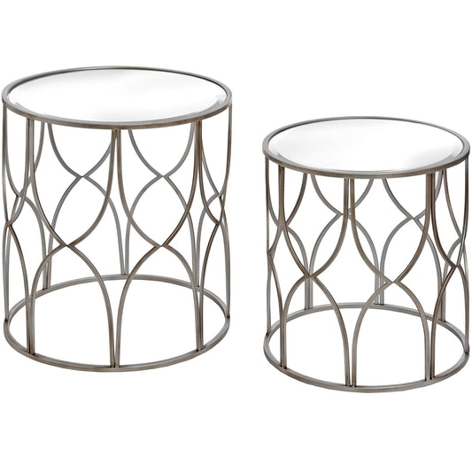 Silver Lattice Side Table Duo: A Stylish Pair for Your Home-Kulani Home