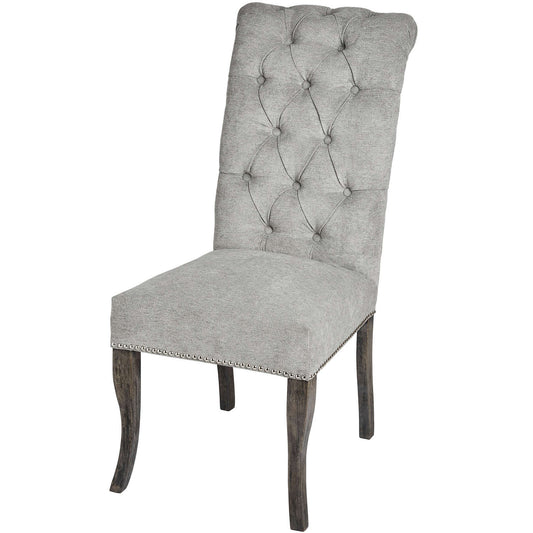 Silver Roll Top Dining Chair with Ring Pull-Kulani Home