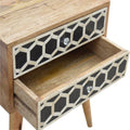 Solid Mango Wood Bedside Table with Bone Inlay Drawers-Kulani Home