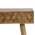 Solid Mango Wood Carved Cube Console Table-Kulani Home
