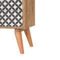 Solid Mango Wood Diamond Screen-Printed Bedside Table with Storage-Kulani Home