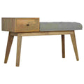 Solid Mango Wood Grey Tweed Bench with Drawer - Stylish and Functional Furniture Piece for Hallways and Living Rooms-Kulani Home